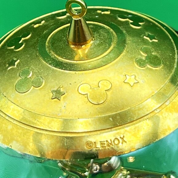 VTG Lenox Disney Mickey Mouse 1997 Gold Plated Sledding Glass Sphere Ornament - Picture 8 of 14